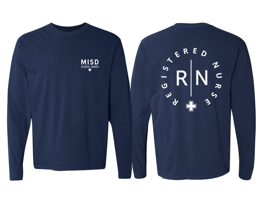 MISD Health Services Comfort Color Navy Frocket Design Long Sleeve T-Shirt