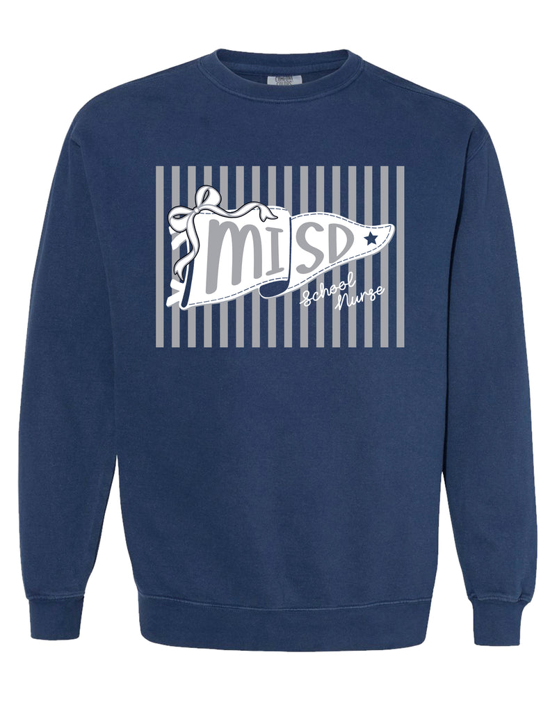 MISD Health Services Comfort Color Navy Pennant Crewneck Sweatshirt
