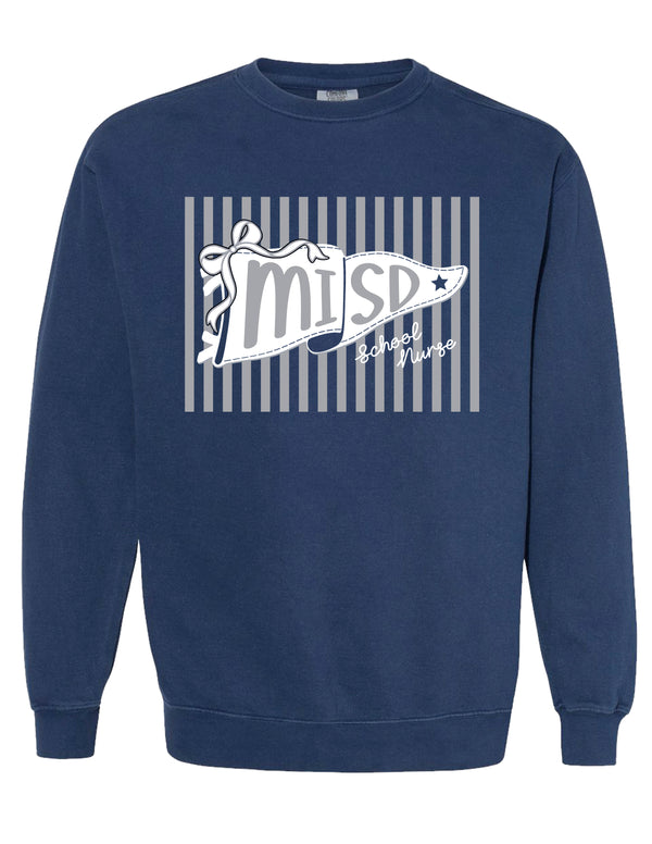 MISD Health Services Comfort Color Navy Pennant Crewneck Sweatshirt