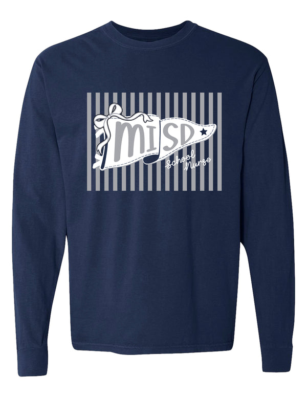 MISD Health Services Comfort Color Navy Pennant Long Sleeve T-Shirt