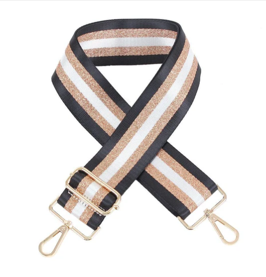 McKinney High Cheer Black, Gold and White Stripe Purse Strap