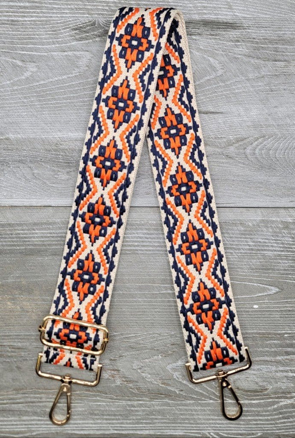 NorthStars Embroidered Navy & Orange Purse Strap