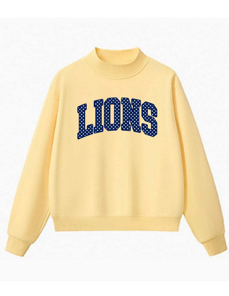 High Cheer LIONS Polka Dot Applique Light Yellow FH Mock Neck