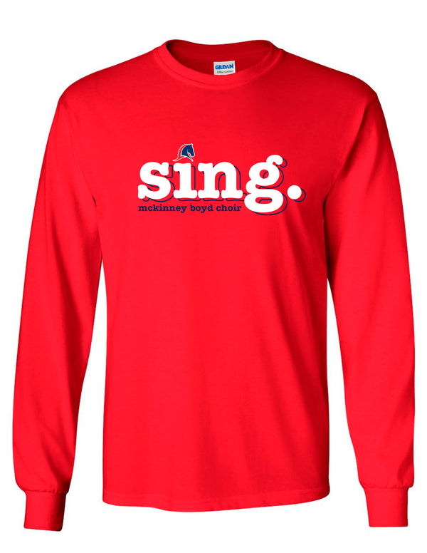 McKinney Boyd Choir Sing Gildan Red Long Sleeve Tee