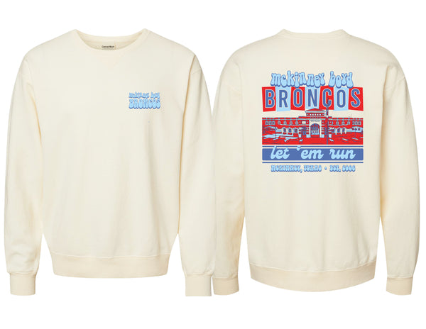 Boyd Cheer Comfort Wash Parchment Retro School Design Crewneck Sweatshirt