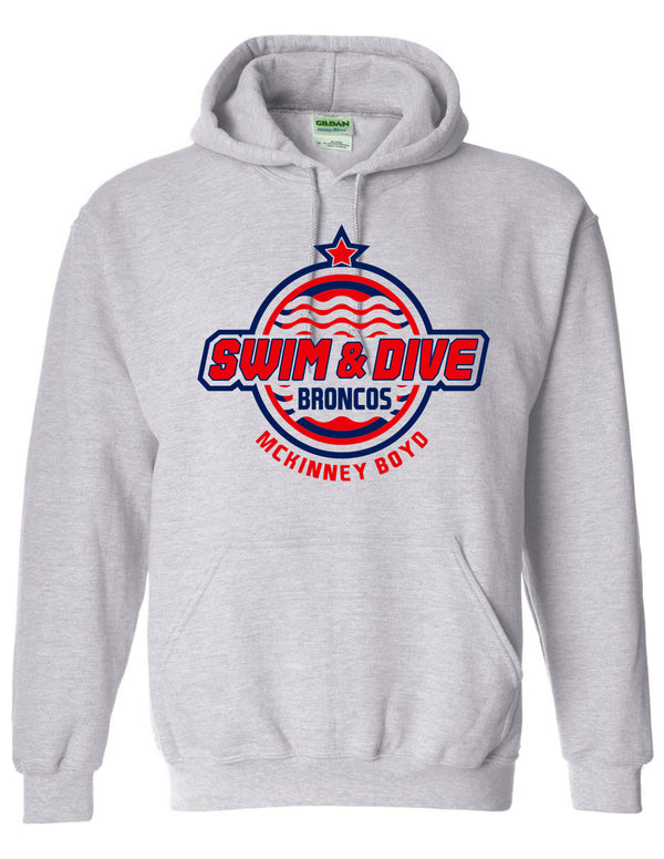 Boyd Swim and Dive Gildan Hoodie Ash