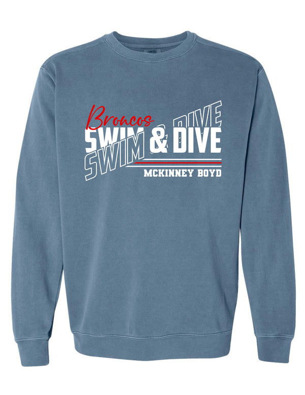 Boyd Swim and Dive Comfort Color Crewneck Sweatshirt Blue Jean