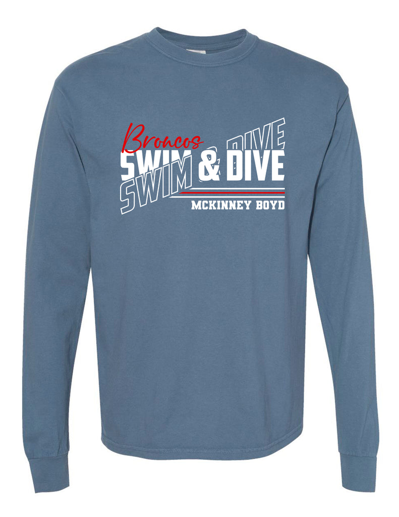 Boyd Swim and Dive Comfort Color Long Sleeve T-Shirt Blue Jean