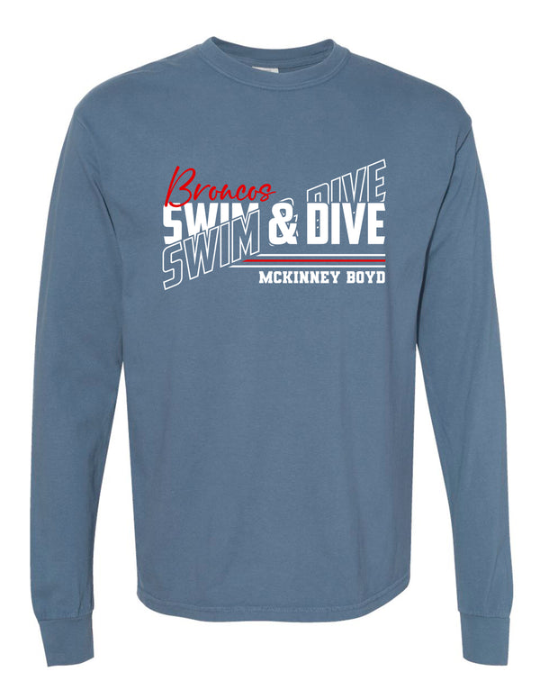 Boyd Swim and Dive Comfort Color Long Sleeve T-Shirt Blue Jean
