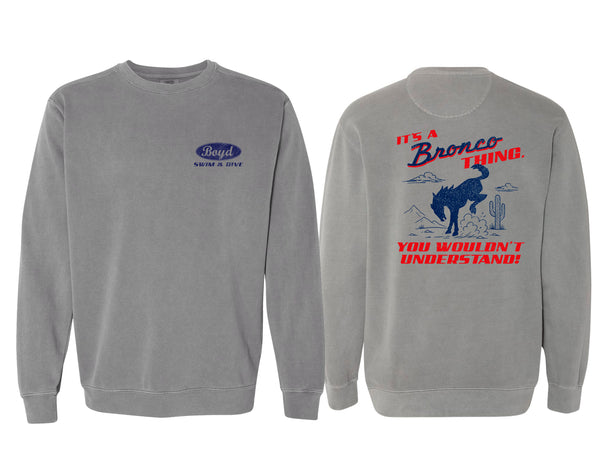 Boyd Swim and Dive Comfort Color Crewneck Sweatshirt Grey