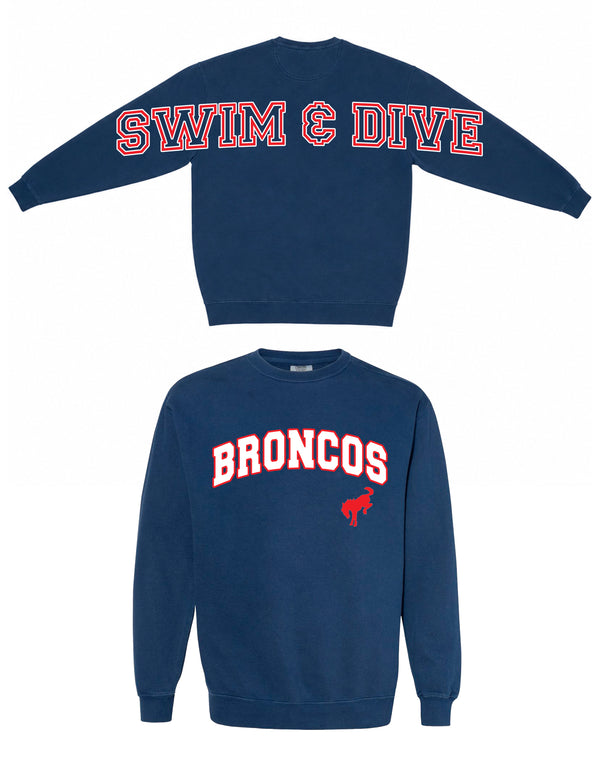 Boyd Swim and Dive Comfort Color Crewneck Sweatshirt Navy Oversized Design