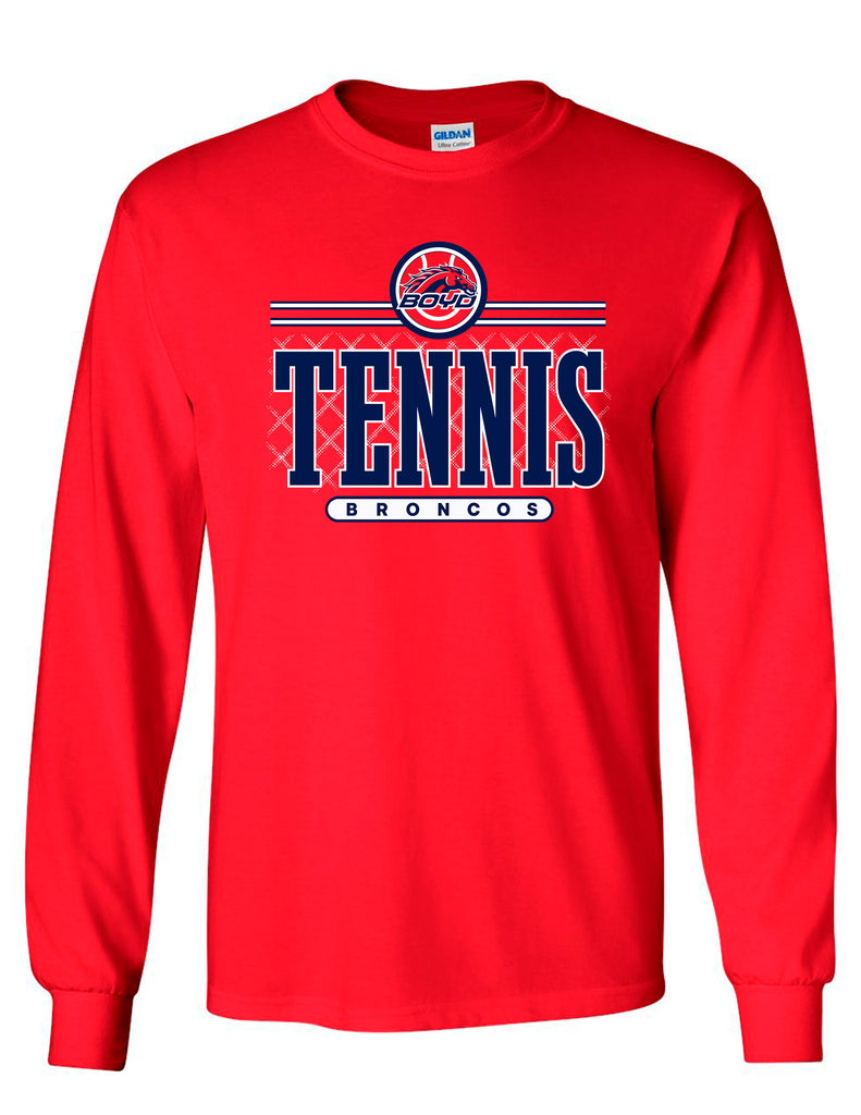 Boyd Tennis Gildan Long Sleeve T-Shirt Red Net