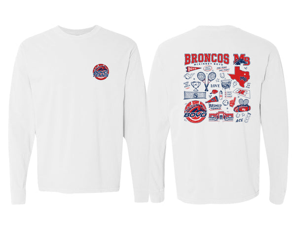 Boyd Tennis Comfort Color Long Sleeve T-Shirt White Icon