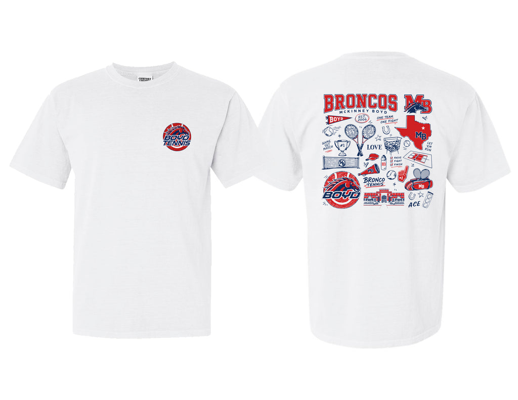 Boyd Tennis Comfort Color Short Sleeve Tshirt White Icon