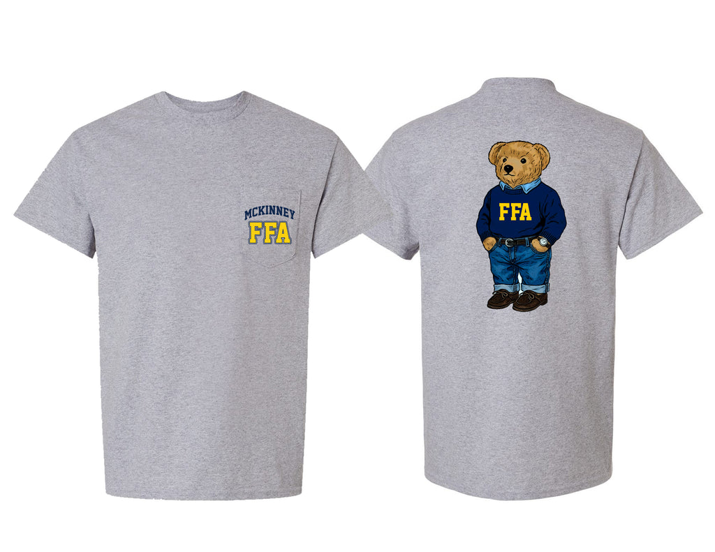McKinney High FFA Bear Ash Gray Gildan Pocket Tee