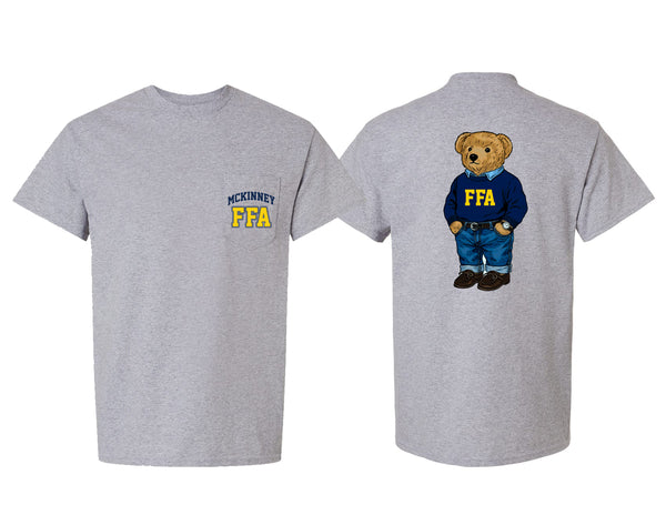 McKinney High FFA Bear Ash Gray Gildan Pocket Tee