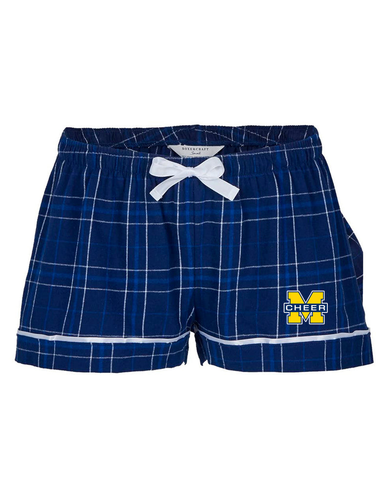McKinney High Cheer Boxercraft Ladies Navy Plaid PJ Shorts