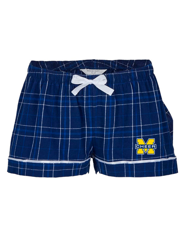McKinney High Cheer Boxercraft Ladies Navy Plaid PJ Shorts