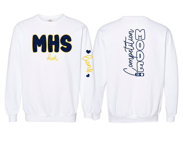 McKinney High Cheer Comfort Colors White Glitter Applique Competition Tee