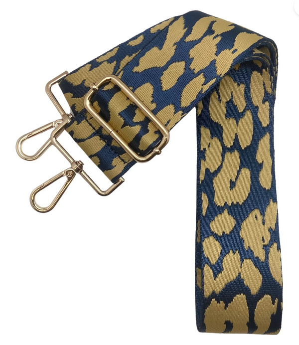McKinney High Cheer Navy & Gold Jacquard Cheetah Purse Strap