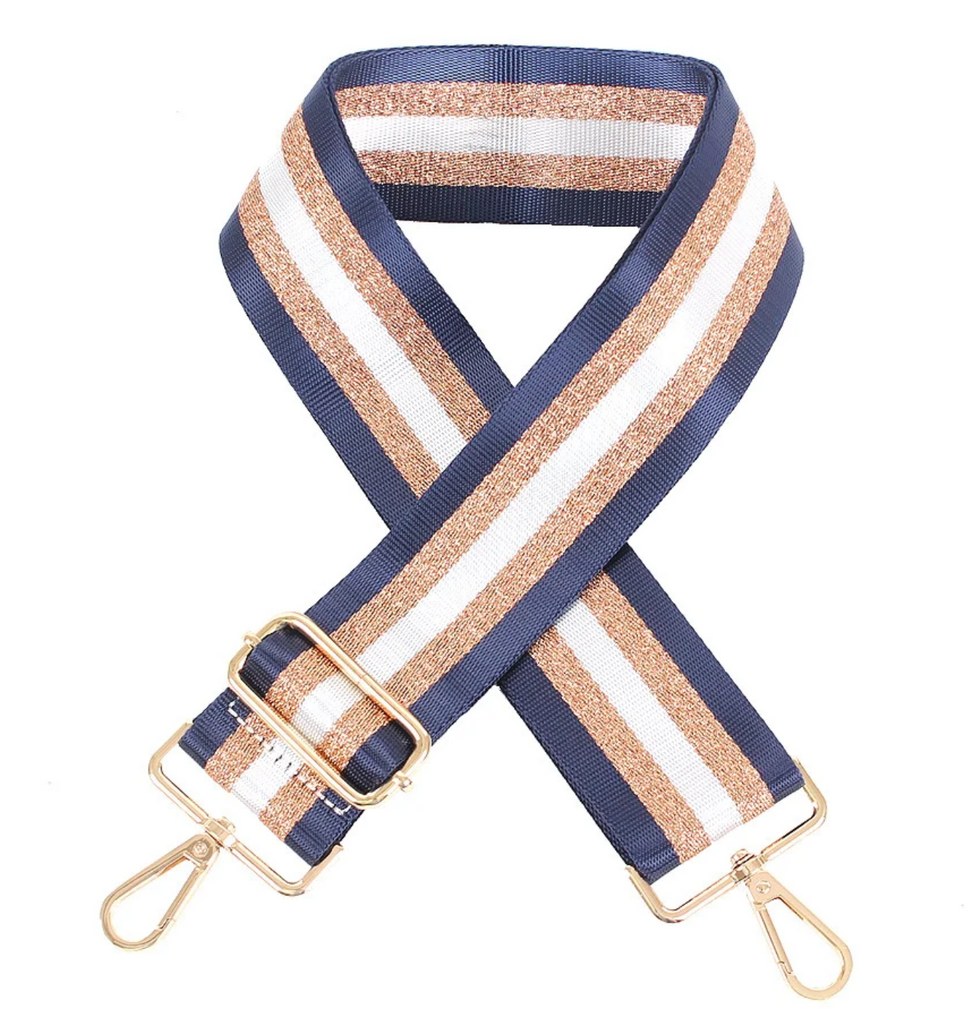 McKinney High Cheer Navy & Metallic Gold Striped Purse Strap