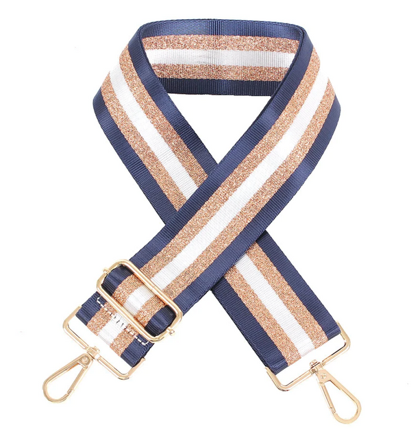 McKinney High Cheer Navy & Metallic Gold Striped Purse Strap