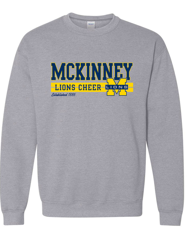 McKinney High Cheer Sports Gray Stripe Design Crewneck Sweatshirt