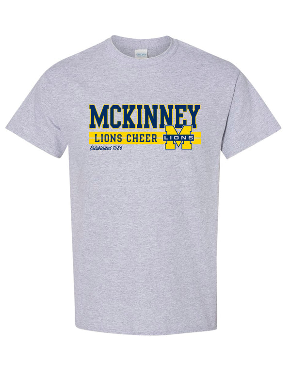 McKinney High Cheer Sports Gray Stripe Design Tee