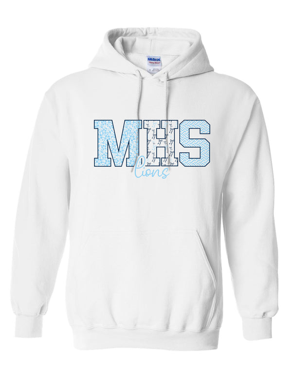 McKinney High Cheer White MHS Pattern Lions Hoodie