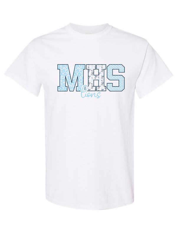 McKinney High Cheer White MHS Pattern Lions Tee