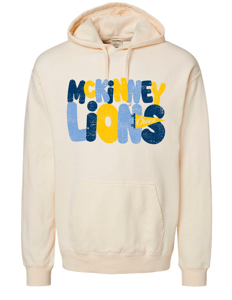 McKinney High Cheer Bubble Letter Comfort Wash-Parchment Hoodie