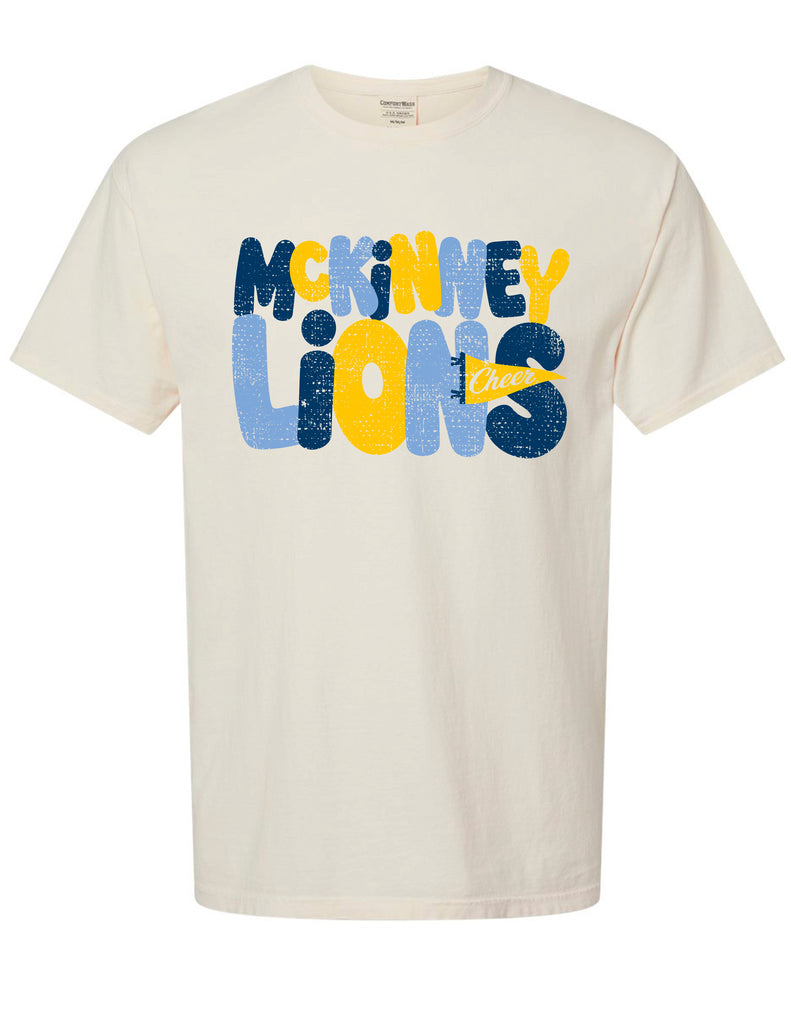 McKinney High Cheer Bubble Letter Comfort Wash-Parchment Short Sleeve Tee