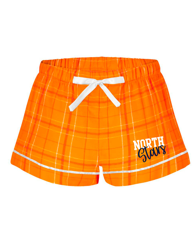 McKinney NorthStars Boxercraft Orange Plaid Flannel Women's PJ Shorts