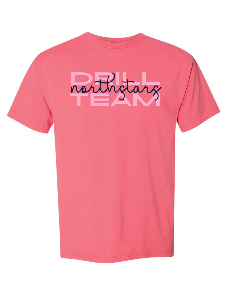 McKinney NorthStars Comfort Wash Coral Craze Drill Team Intertwined Script Design Tee