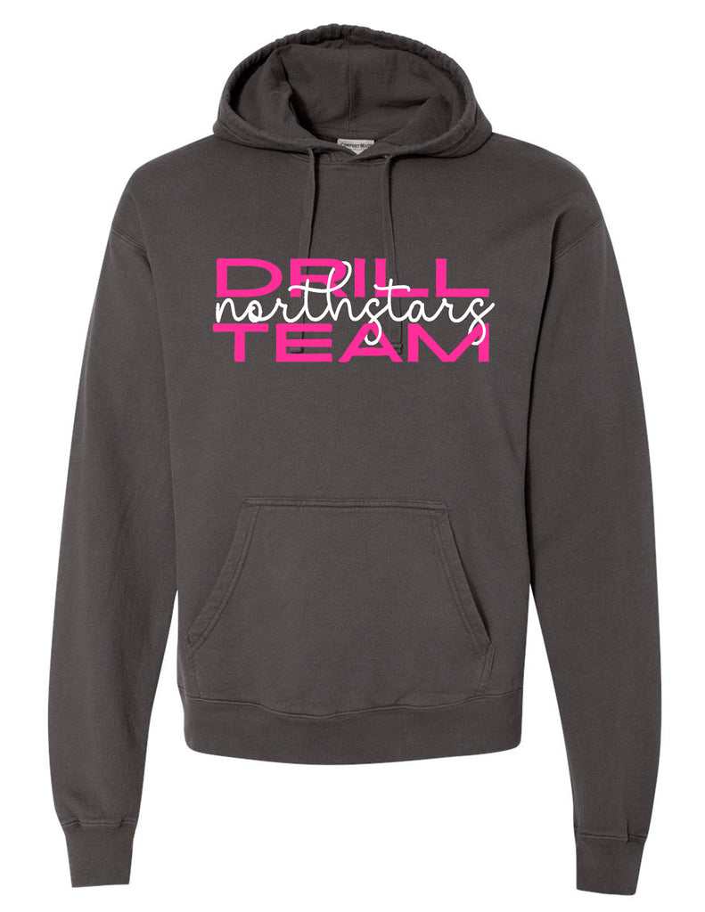 McKinney NorthStars Comfort Wash Railroad Gray Drill Team Intertwined Script Design Hoodie