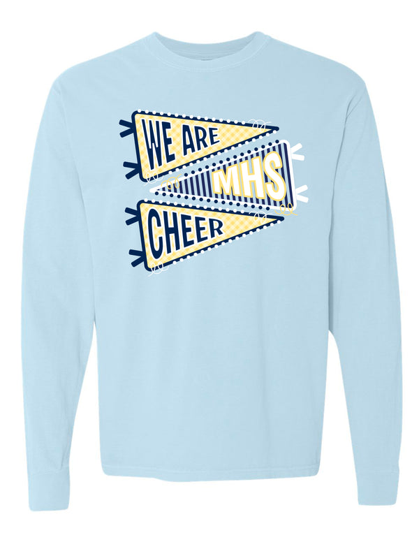 McKinney High Cheer Comfort Colors Chambray Pennant Trio Long Sleeve Tee