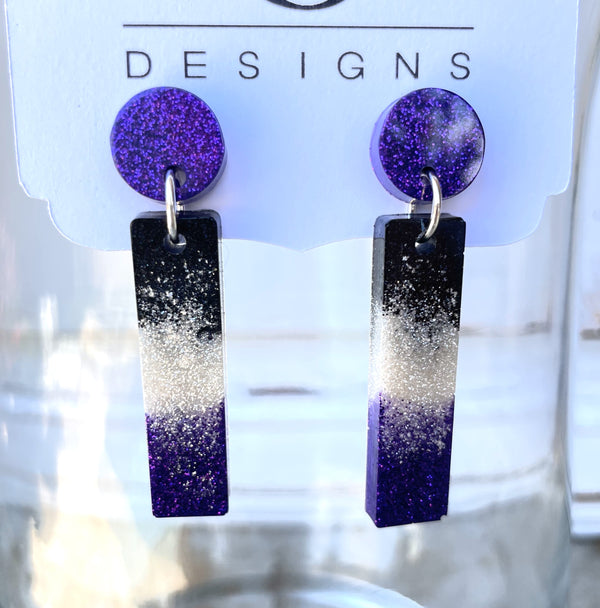 Independence Royals Drill Team Mixed Glitter Bar Resin Dangle Earrings
