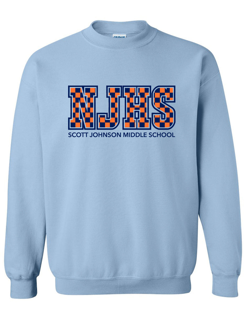 Scott Johnson NJHS Light Blue Checker Crewneck Sweatshirt