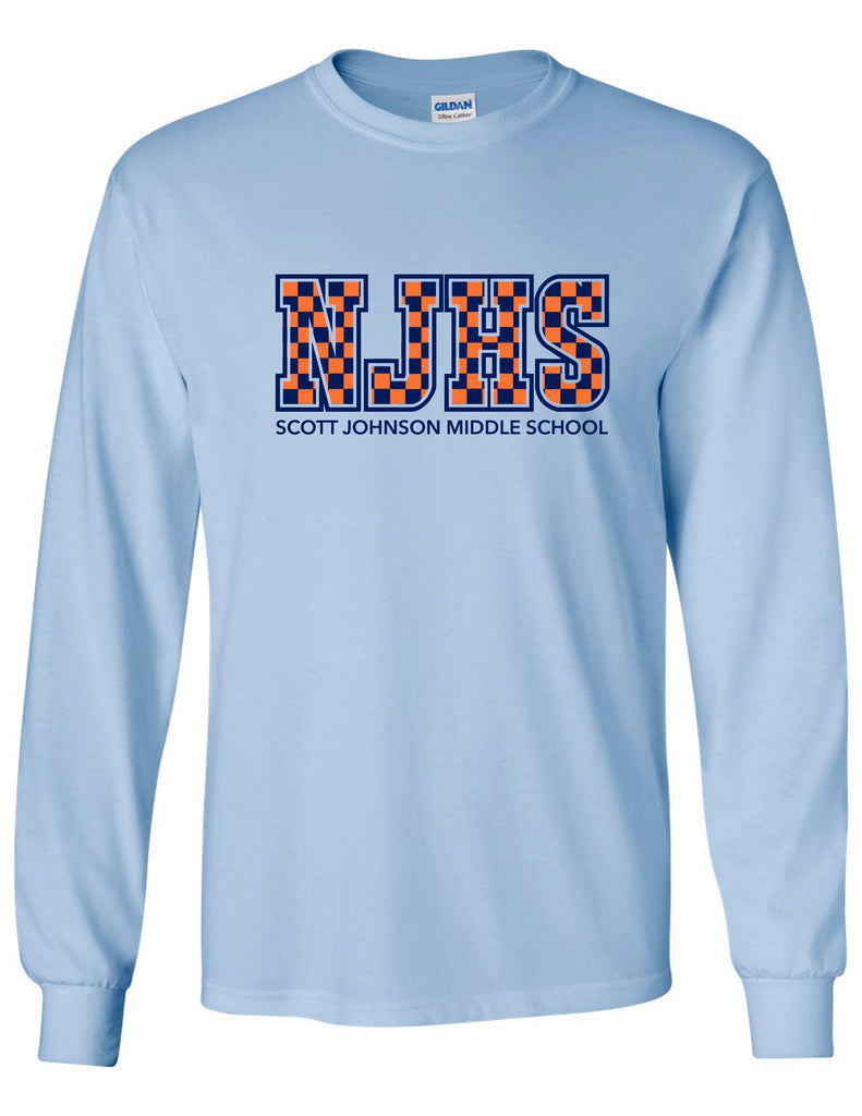 Scott Johnson NJHS Light Blue Checker Long Sleeve Tee
