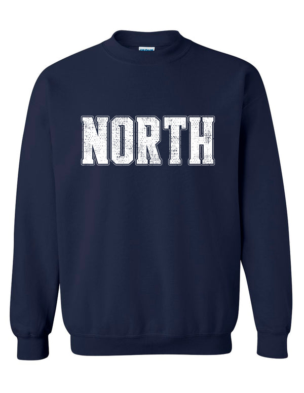McKinney North Cheer NORTH Navy Distressed Crewneck Sweatshirt