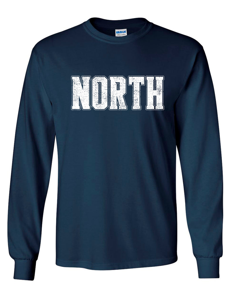 McKinney North Cheer NORTH Navy Distressed Long Sleeve Tee
