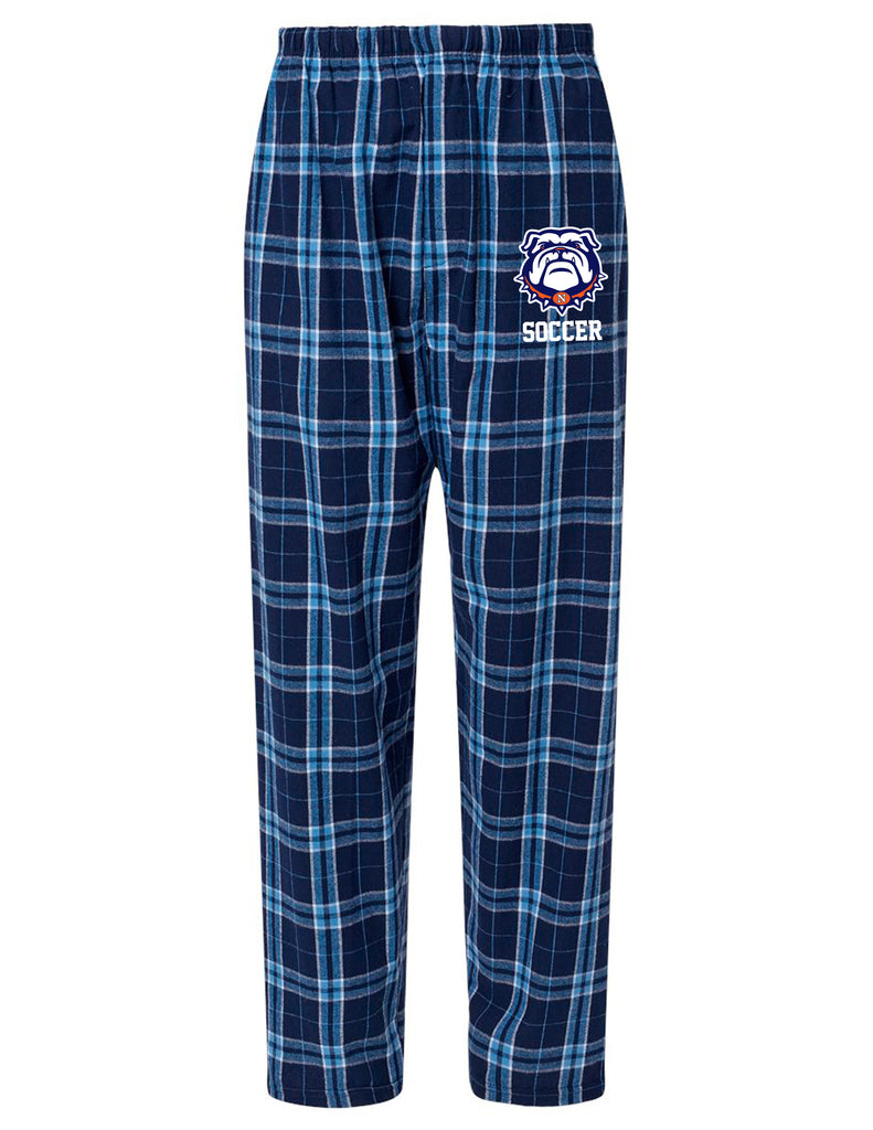 North Soccer Navy Plaid Boxercraft Flannel Pajama Pants with Embroidery