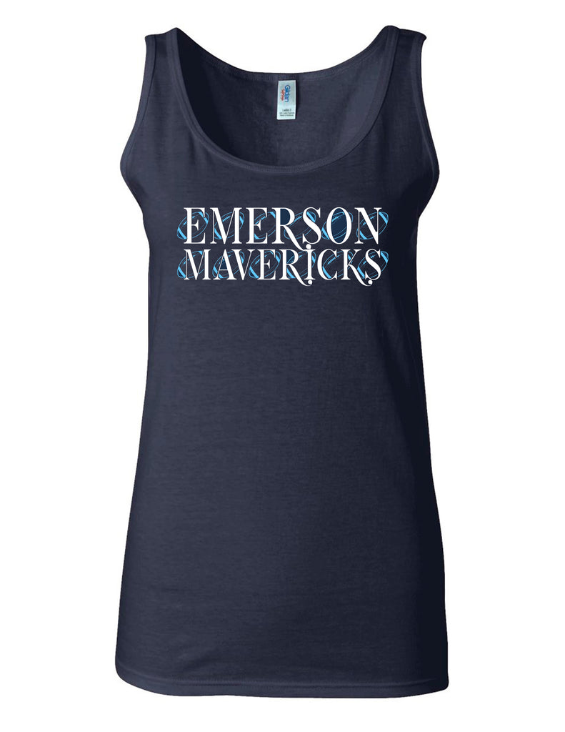 Emerson Football Navy Softstyle Ball Background Design Tank