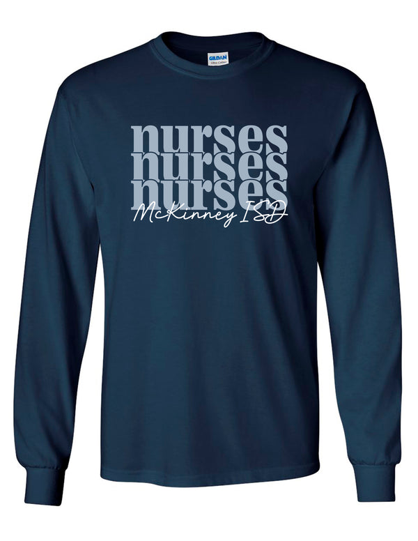 MISD Health Services Navy Nurses Stack MISD Script Long Sleeve Tee