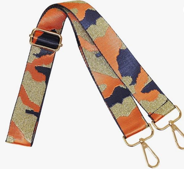 North Swim Navy, Orange and Gold Metallic Purse Strap