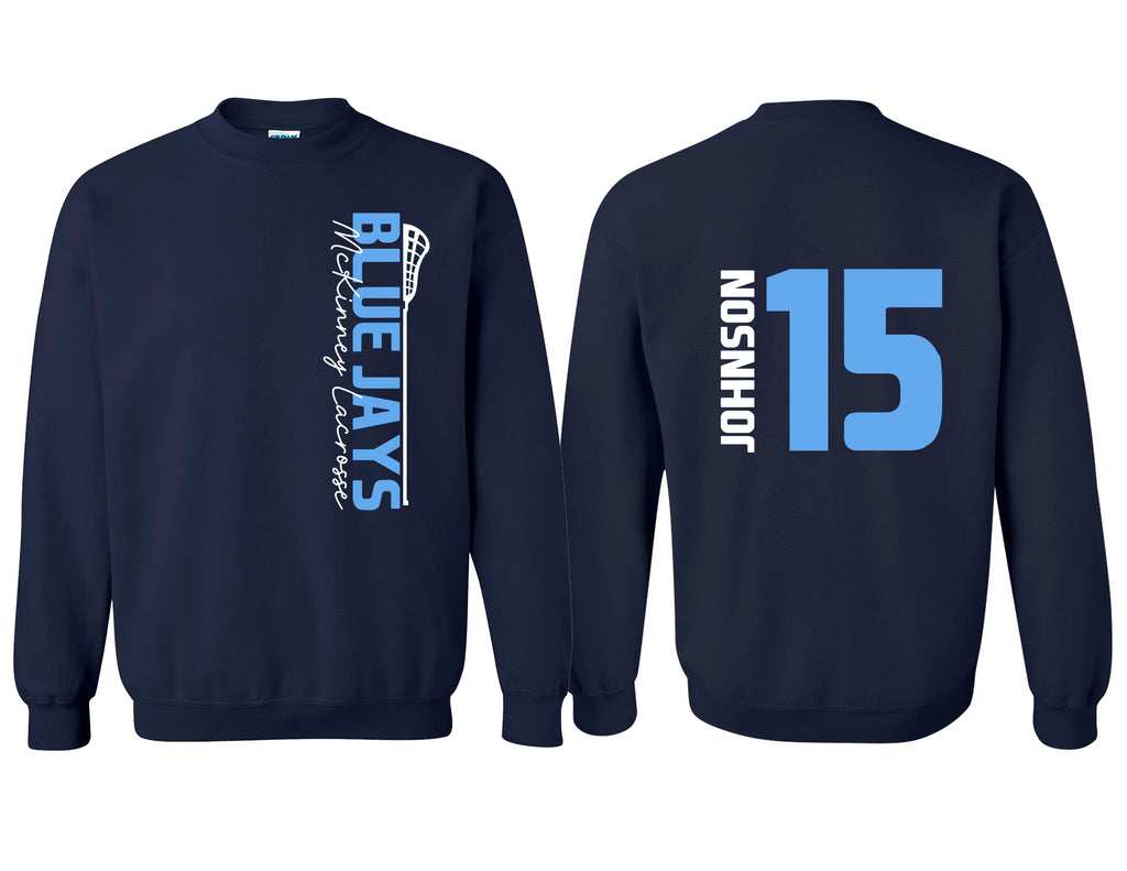 McKinney Lacrosse Navy Personalized Crewneck Sweatshirt