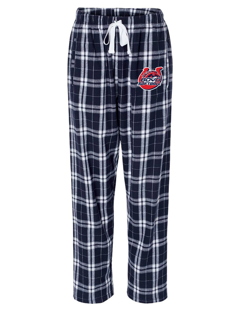 Boyd Softball Navy Plaid Flannel Pants with Embroidery