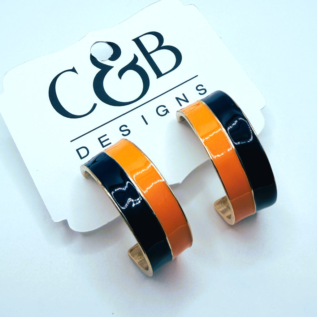 North Soccer Navy and Orange Enamel Stripe Hoops
