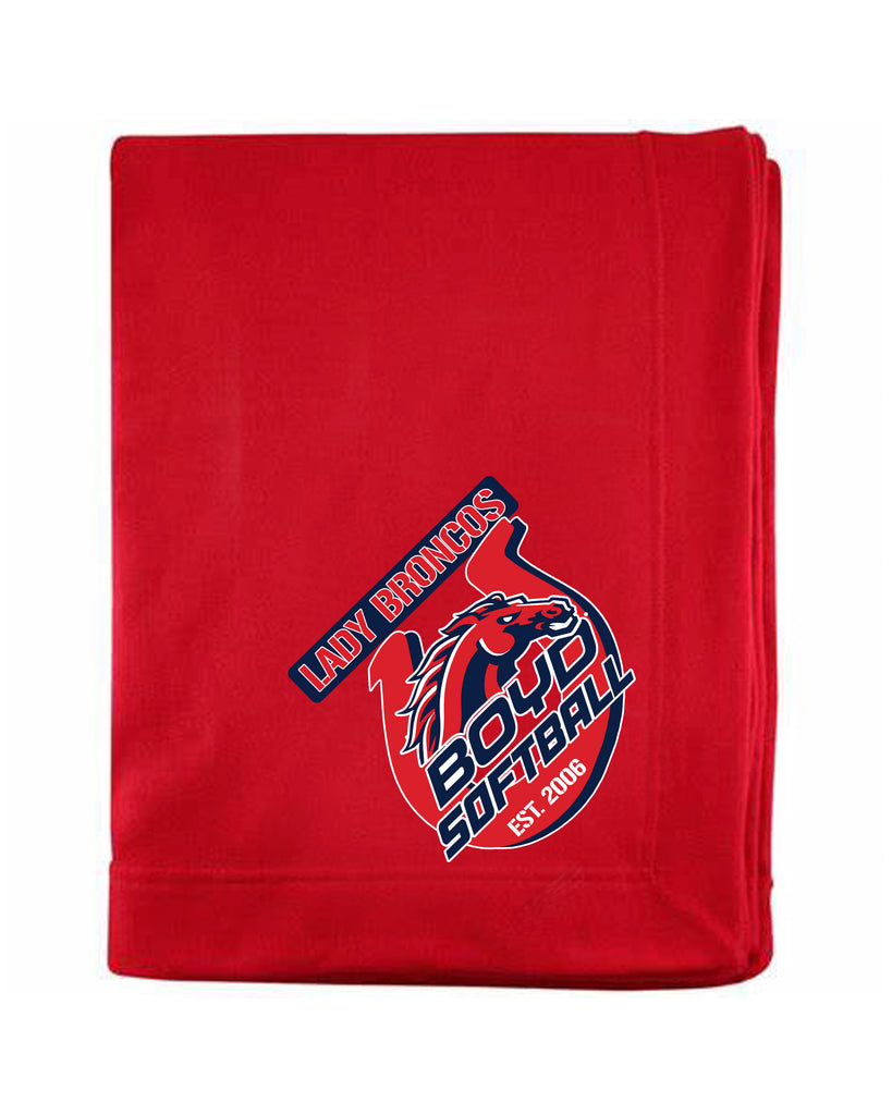 Boyd Softball Broncos Softball Red Sweatshirt Blanket