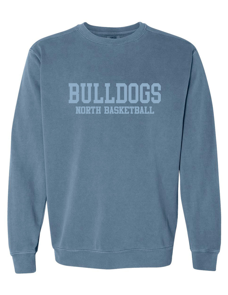 North Basketball Comfort Colors Blue Jean Tone on Tone Embroidered Crewneck Sweatshirt